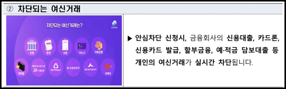 여신거래 안심차단 서비스 시중은행 및 금융기관 신청 방법 2