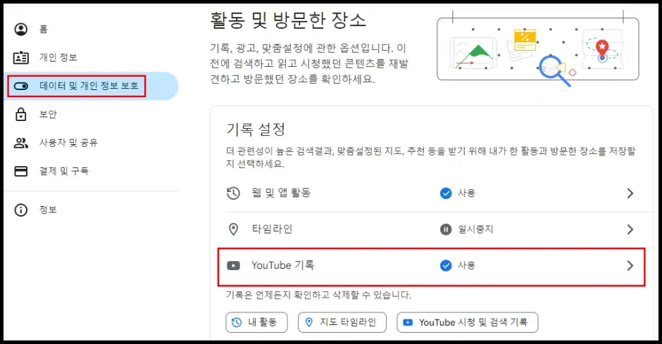 유튜브 홈페이지에서 댓글 기록 조회 및 삭제 방법 3