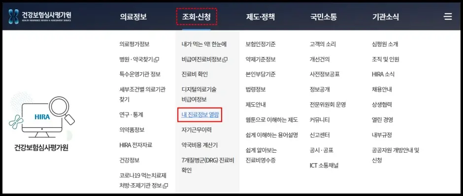 건강보험심사평가원 진료비 세부내역서 발급 신청 방법 1