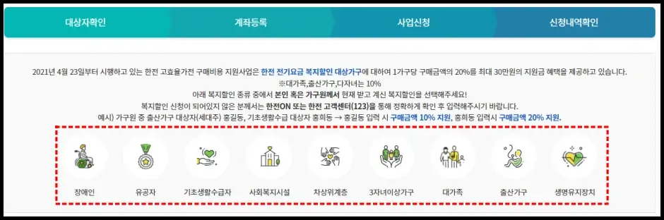 1등급 가전 환급 대상자 조회 1