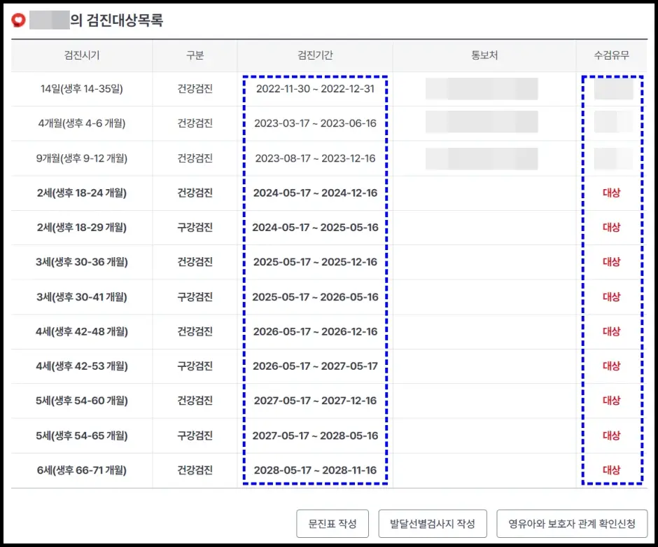 영유아 건강검진 대상자 조회 3