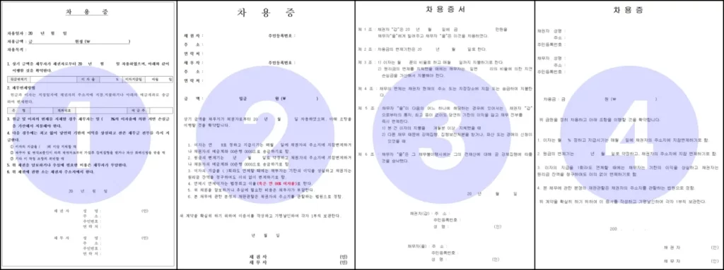 차용증 양식 4가지