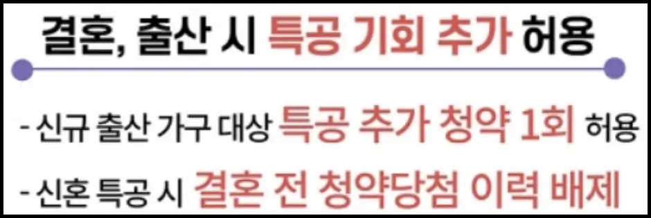 신혼 및 출산가구 특별공급 기회 추가 혜택