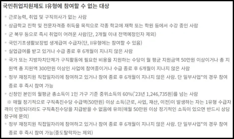 구직촉진수당 신청 제외 대상 9가지 유형