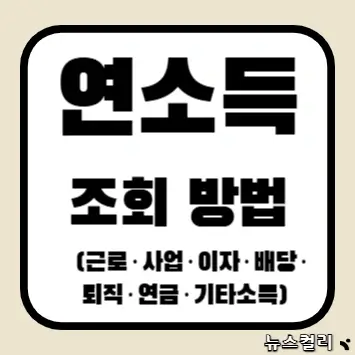 연소득 조회 방법(근로·사업·이자·배당·퇴직·연금·기타소득)