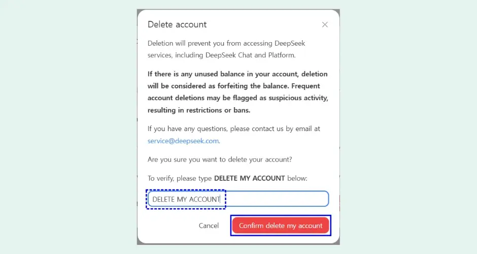 딥시크 계정 탈퇴 방법 4