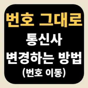 번호 그대로 통신사 변경하는 방법(번호 이동)