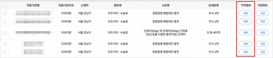 충치 치료 비용 조회 방법 2