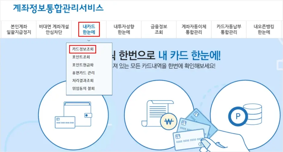 보유 신용카드 현황 조회 방법 1