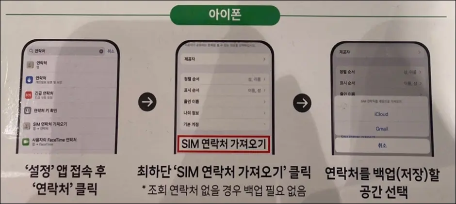 SKT 유심 교체 전 아이폰 유심 연락처 백업 방법