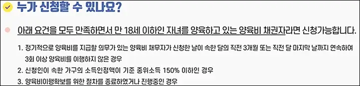 양육비 선지급제 신청 대상자