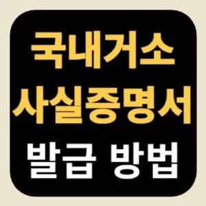 국내거소사실증명서 발급 방법