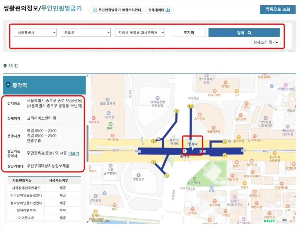 재산세 납부증명서 발급 무인민원발급기 위치