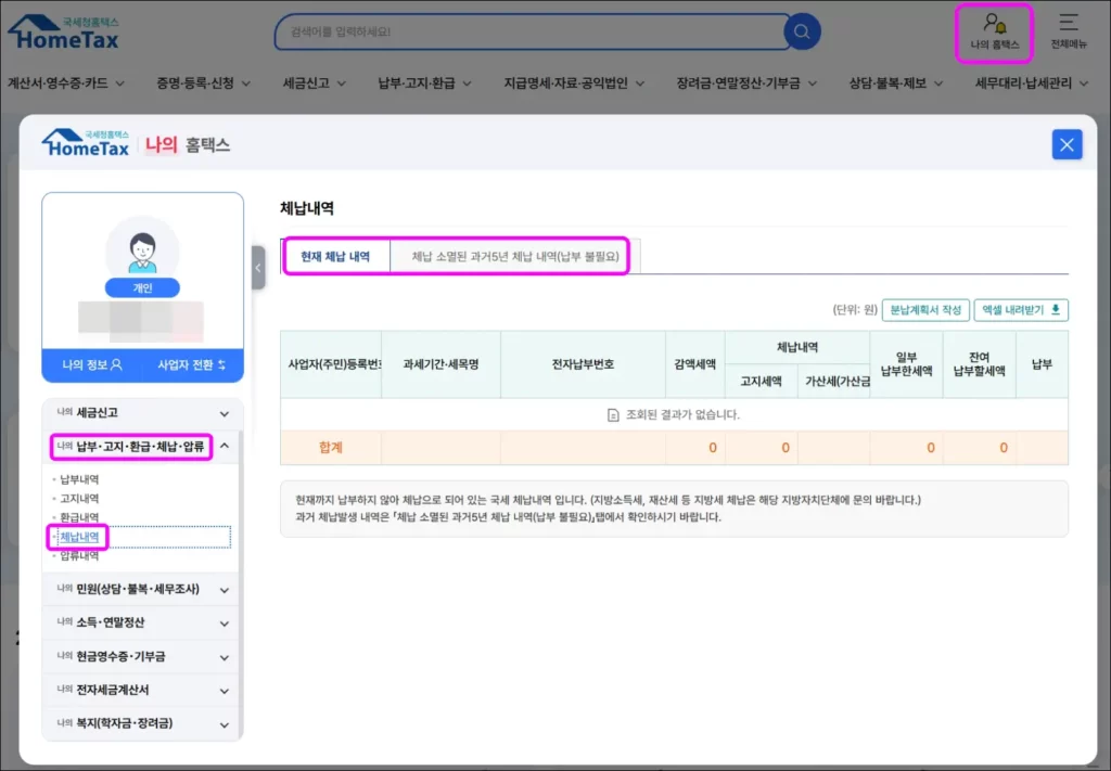 체납 세금 소멸 조회 방법 1