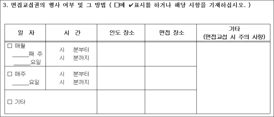 면접교섭권의 행사 여부 및 그 방법 작성법
