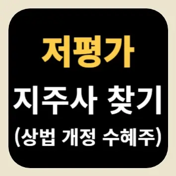 저평가 지주사 찾기(상법 개정 수혜주)