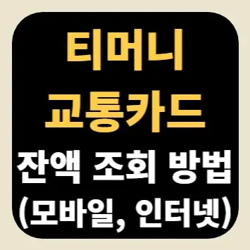 티머니 교통카드 잔액 조회 방법(모바일, 인터넷)