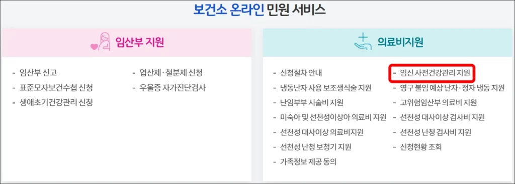 보건소 산전검사 검사비 지원 신청 방법 1