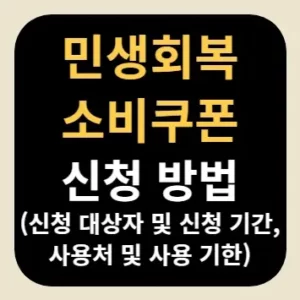 민생회복 소비쿠폰 신청 방법(신청 대상자 및 신청 기간, 사용처 및 사용 기한)