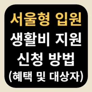 서울형 입원 생활비 지원 신청 방법(혜택 및 대상자)
