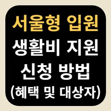 서울형 입원 생활비 지원 신청 방법(혜택 및 대상자)