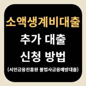 소액생계비대출 추가 대출 신청 방법(서민금융진흥원 불법사금융예방대출)