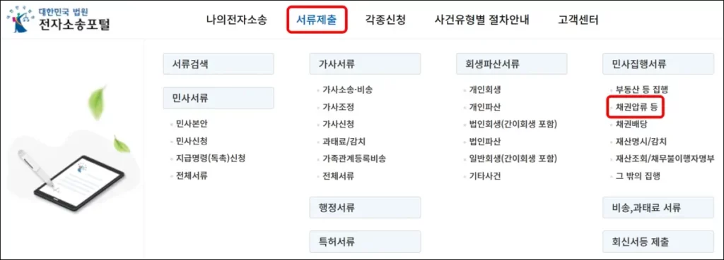 채무자 통장 압류 셀프 신청 방법 1