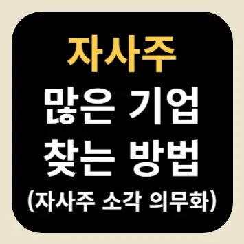 자사주 많은 기업 찾는 방법(자사주 소각 의무화)