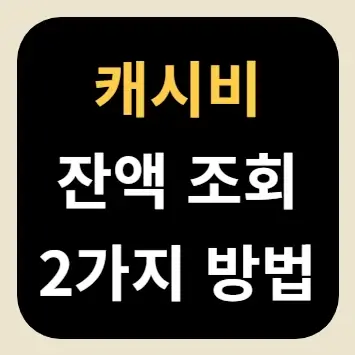 캐시비 잔액 조회 2가지 방법