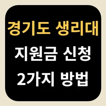 경기도 생리대 지원금 신청 2가지 방법