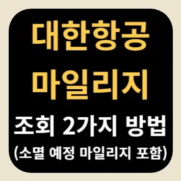대한항공 마일리지 조회 2가지 방법(소멸 예정 마일리지 포함)