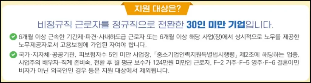 정규직 전환 지원금 신청 조건 및 신청 방법 정규직 전환 지원금 신청 조건